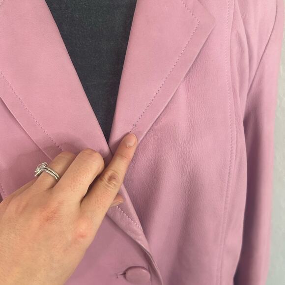 90 Y2K blazer- leathered - light dusty pink- rose- missing size tag- some spots2 - Picture 11 of 16